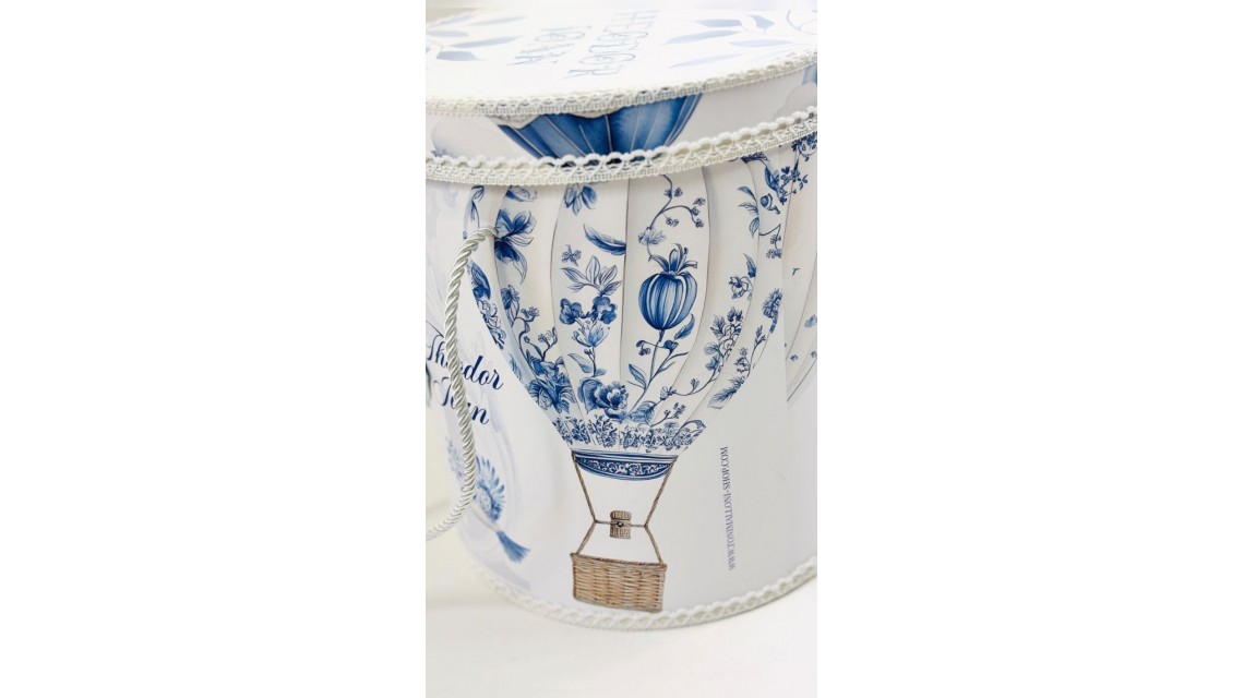 Trusou botez baietel Hot Air Balloon Blue Toile cu baloane de aer cald design elegant 22